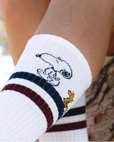 Be Snoopy Stripes - Weiße Sport Socken Besocks Socke lustige Damen Herren farbige coole socken mit motiv kaufen