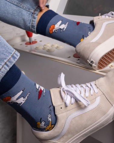 Socken - Be Snoopy Sports - Blau Besocks Socke lustige Damen Herren farbige coole socken mit motiv kaufen