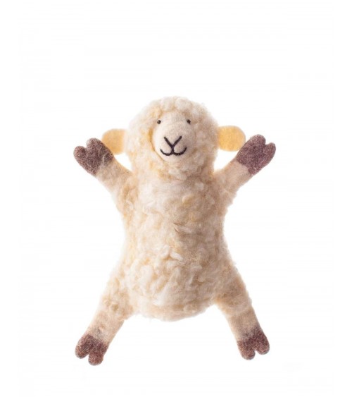 Sue the Sheep - Hand puppet Sew Heart Felt hand animal puppet on hand