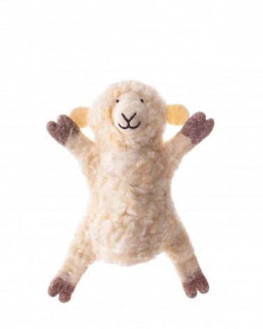 Sue the Sheep - Hand puppet Sew Heart Felt hand animal puppet on hand