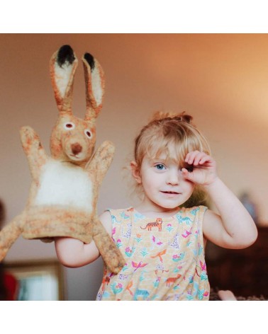 Hartley Hare - Hand puppet Sew Heart Felt hand animal puppet on hand