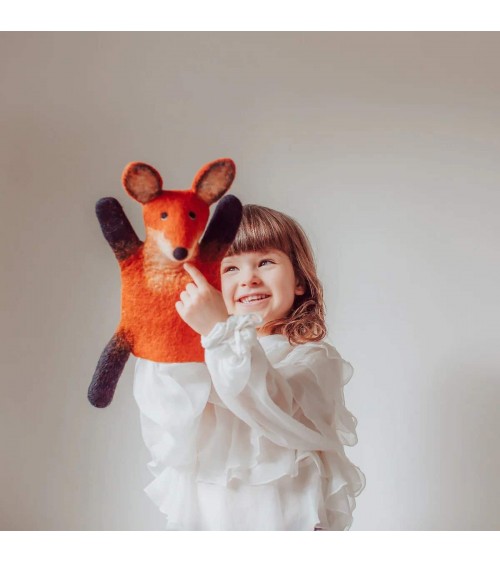 Fraser the fox - Hand puppet Sew Heart Felt hand animal puppet on hand