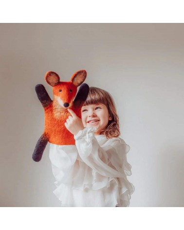 Fraser the fox - Hand puppet Sew Heart Felt hand animal puppet on hand