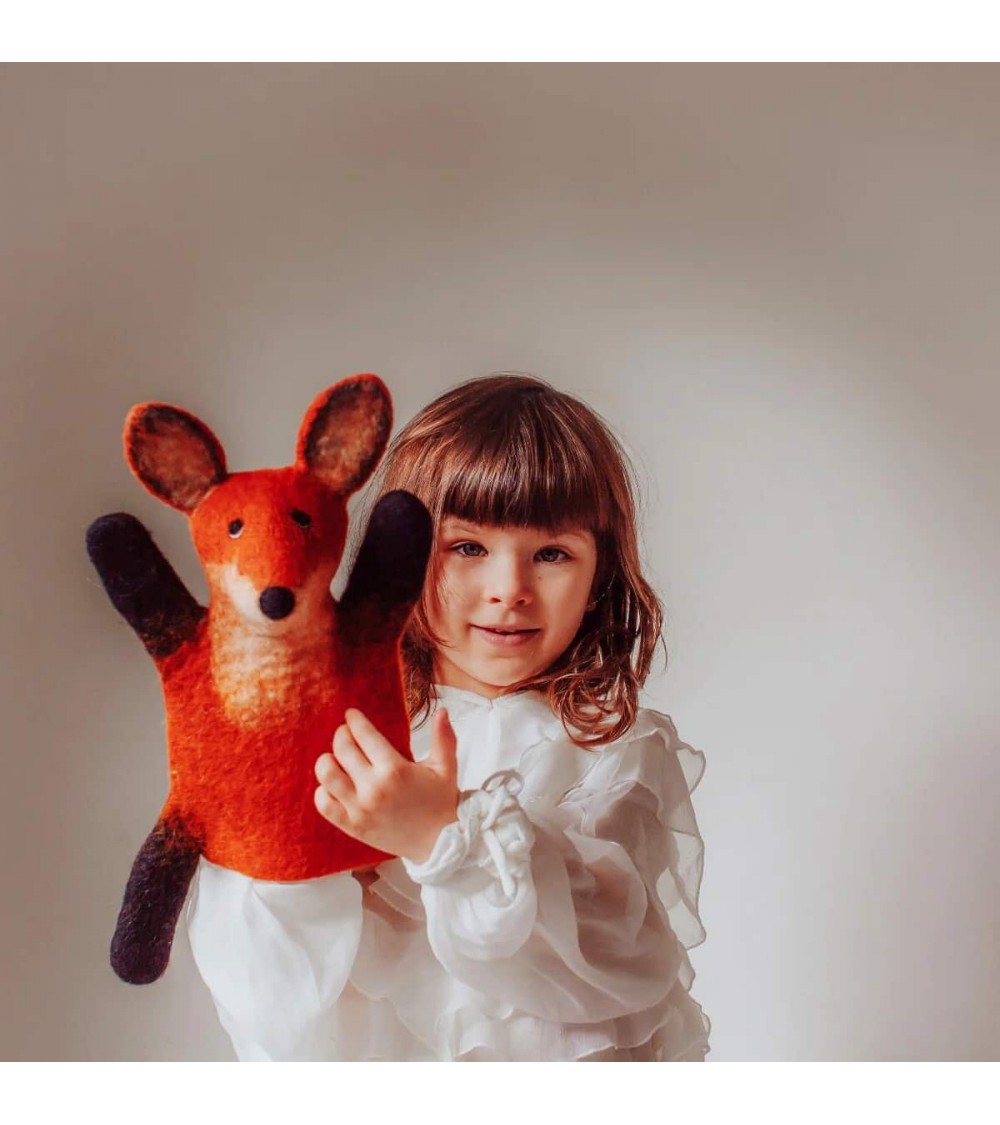 Fraser the fox - Hand puppet Sew Heart Felt hand animal puppet on hand