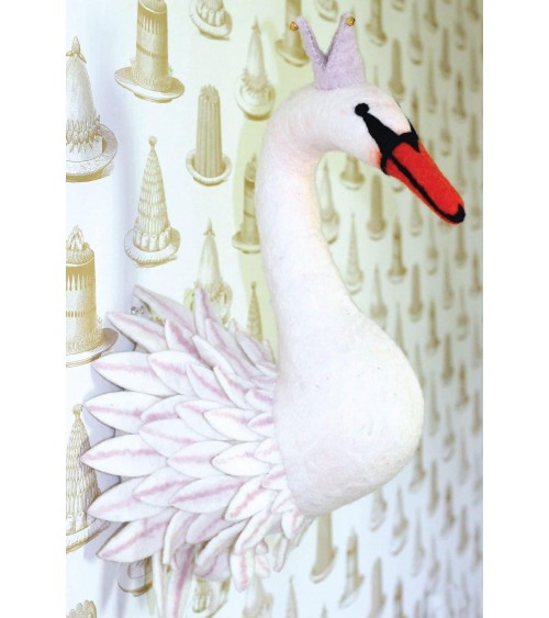 Swan Head - Wall decoration - Wool Trophy Sew Heart Felt Baby & Kids Room design switzerland original