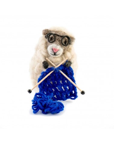 Nancy - Pecora con maglia blu - Oggetto decorativo Sew Heart Felt particolari kitatori svizzera