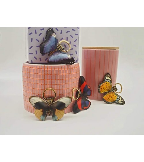 Leather Keyring - Royal Purple Butterfly Alkemest original gift idea switzerland