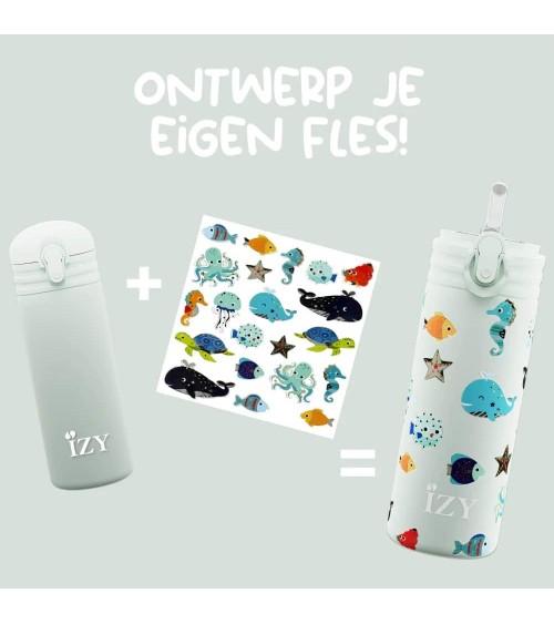 Vie sous marine - Gourde enfant isotherme avec paille IZY Bottles gourde sport metal d eau aluminium thé design