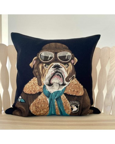 Aviator English Bulldog - Cushion cover Yapatkwa decorative accent throw pillows cases sofa original