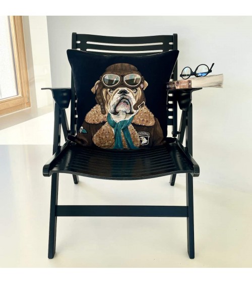 Aviator English Bulldog - Cushion cover Yapatkwa decorative accent throw pillows cases sofa original