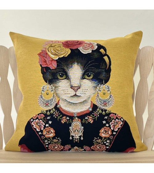 Katzenporträt - Frida Kahlo - Kissenbezug Yapatkwa zierkissen sofa deko kissen kaufen dekokissen sofakissen