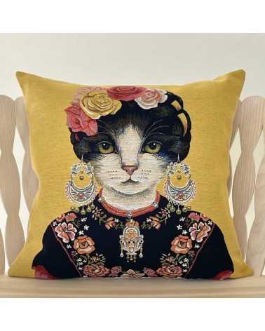 Cat portrait - Frida Kahlo - Cushion cover Yapatkwa decorative accent throw pillows cases sofa original