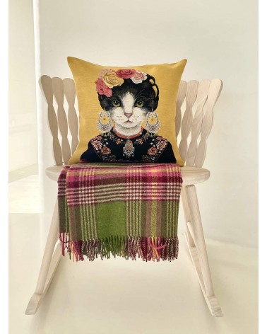 Cat portrait - Frida Kahlo - Cushion cover Yapatkwa best throw pillows sofa cushions covers decorative