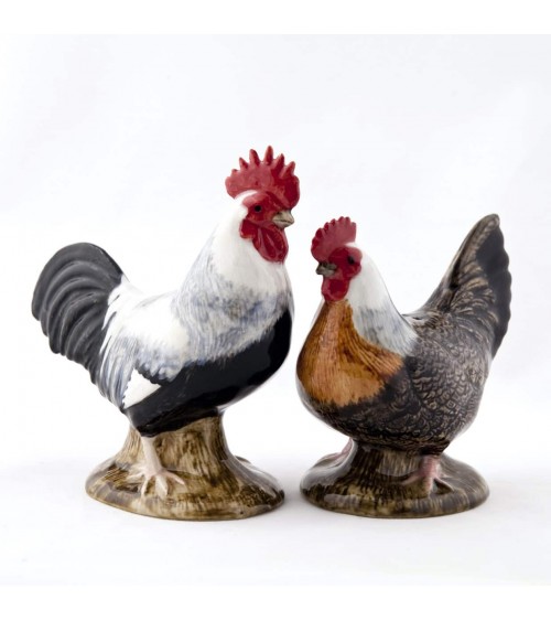 Gallina e gallo di Dorking - Porta sale e pepe Quail Ceramics design da tavola saliera e pepiera