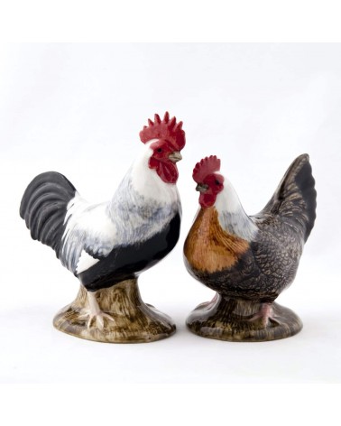 Gallina e gallo di Dorking - Porta sale e pepe Quail Ceramics design da tavola saliera e pepiera