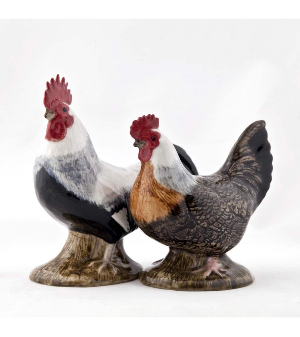 Gallina e gallo di Dorking - Porta sale e pepe Quail Ceramics design da tavola saliera e pepiera