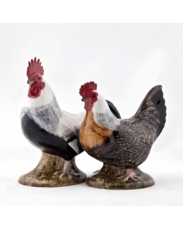 Gallina e gallo di Dorking - Porta sale e pepe Quail Ceramics design da tavola saliera e pepiera