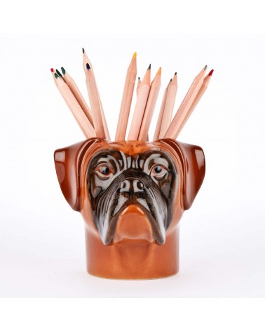 Boxer - Animal Pencil pot & Flower pot Quail Ceramics pretty pen pot holder cutlery toothbrush makeup brush