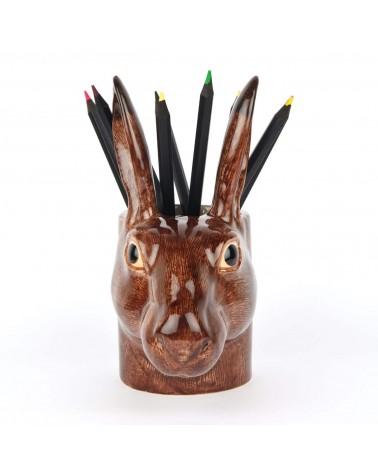Hare - Animal Pencil pot & Flower pot Quail Ceramics pretty pen pot holder cutlery toothbrush makeup brush