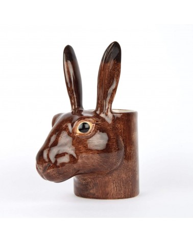 Hare - Animal Pencil pot & Flower pot Quail Ceramics pretty pen pot holder cutlery toothbrush makeup brush