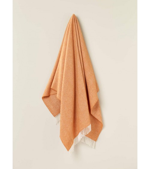 HERRINGBONE Saffron - Merino wool blanket Bronte by Moon best for sofa throw warm cozy soft