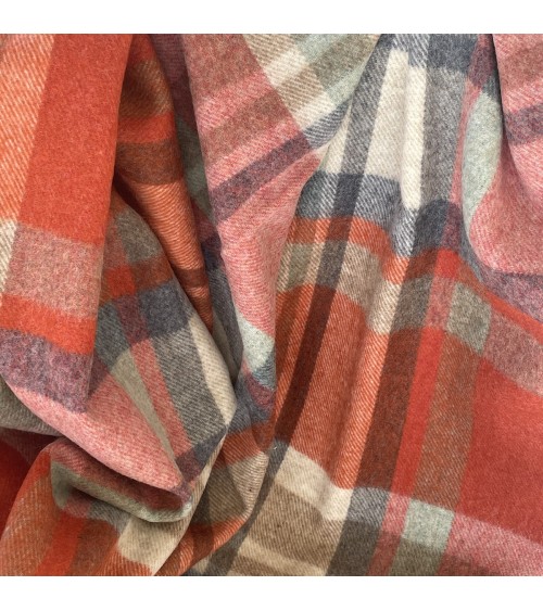 Plaid Portree Orange - Couverture en laine mérinos Bronte by Moon anglaise plaid tartan ecossais 100 laine highland