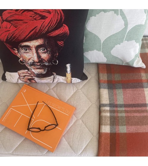Plaid Portree Orange - Couverture en laine mérinos Bronte by Moon un plaid cocooning couverture chaude douce plaide lit