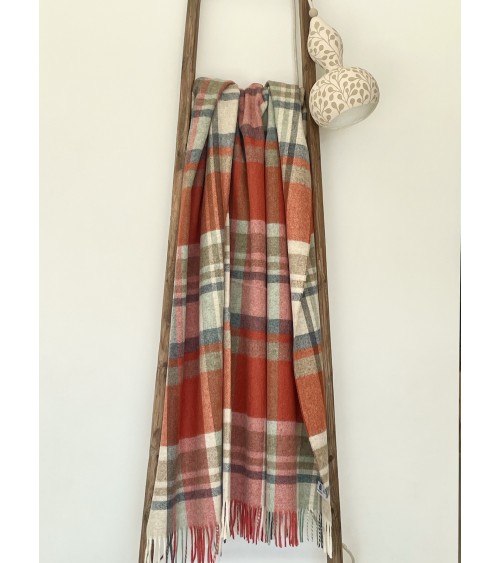 Plaid Portree Orange - Couverture en laine mérinos Bronte by Moon un plaid cocooning couverture chaude douce plaide lit