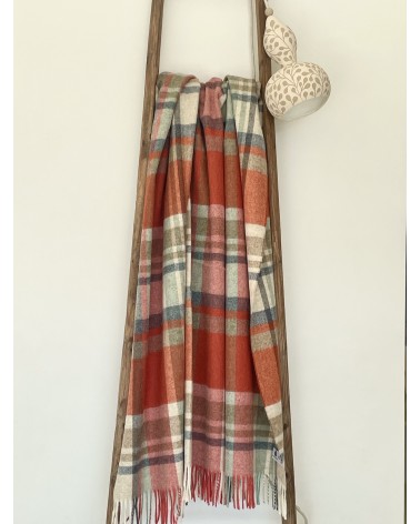 Plaid Portree Orange - Couverture en laine mérinos Bronte by Moon un plaid cocooning couverture chaude douce plaide lit