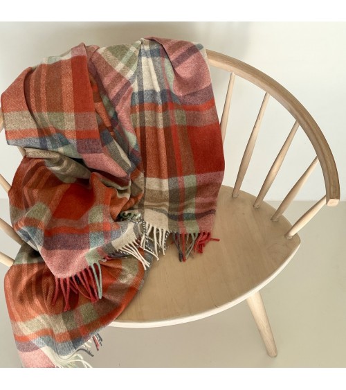 Plaid Portree Orange - Couverture en laine mérinos Bronte by Moon un plaid cocooning couverture chaude douce plaide lit