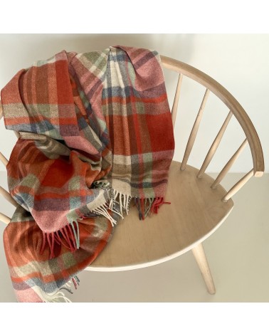 Plaid Portree Orange - Couverture en laine mérinos Bronte by Moon un plaid cocooning couverture chaude douce plaide lit