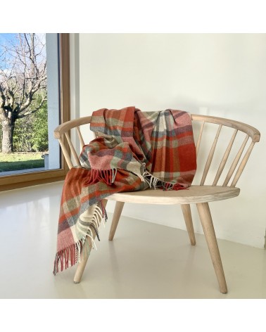Plaid Portree Orange - Couverture en laine mérinos Bronte by Moon un plaid cocooning couverture chaude douce plaide lit