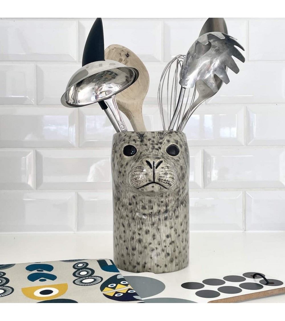 Harbour Seal - Ceramic Utensil Holder Quail Ceramics