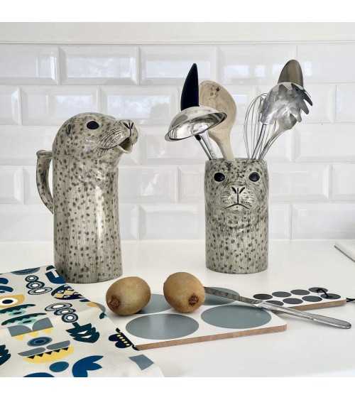 Phoque commun - Pot à ustensiles de cuisine Quail Ceramics original suisse