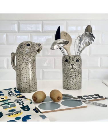 Phoque commun - Pot à ustensiles de cuisine Quail Ceramics original suisse