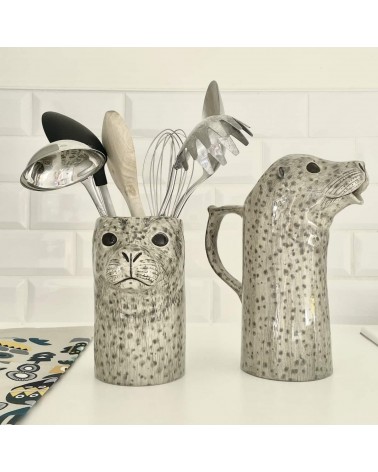 Phoque commun - Pot à ustensiles de cuisine Quail Ceramics original suisse