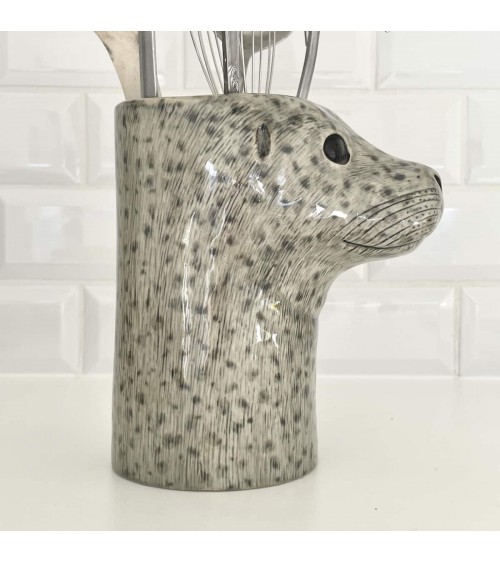 Phoque commun - Pot à ustensiles de cuisine Quail Ceramics original suisse