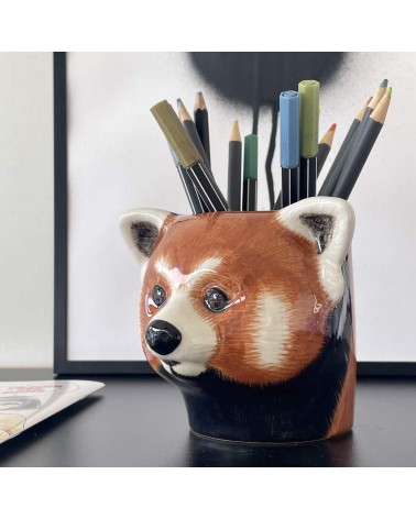Red panda - Animal Pencil pot & Flower pot Quail Ceramics pretty pen pot holder cutlery toothbrush makeup brush