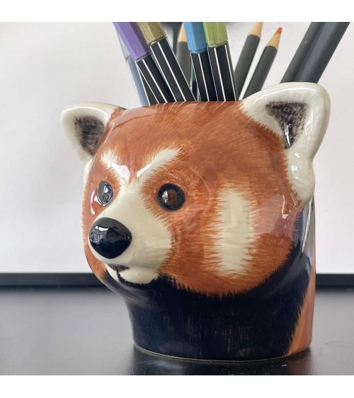 Panda roux - Porte crayon & stylo, Petit pot de fleur Quail Ceramics bureau original design pour plantes intérieur à couvert ...