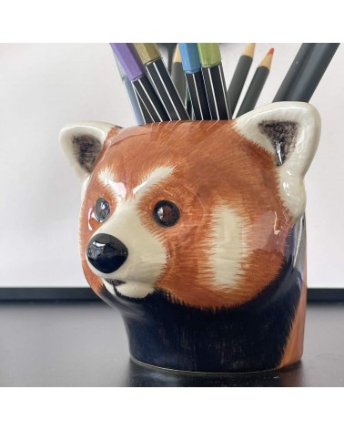 Red panda - Animal Pencil pot & Flower pot Quail Ceramics pretty pen pot holder cutlery toothbrush makeup brush