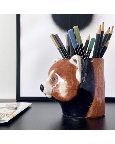 Red panda - Animal Pencil pot & Flower pot Quail Ceramics pretty pen pot holder cutlery toothbrush makeup brush