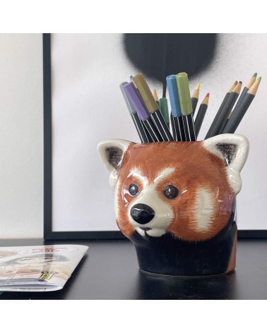 Red panda - Animal Pencil pot & Flower pot Quail Ceramics pretty pen pot holder cutlery toothbrush makeup brush