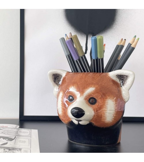 Red panda - Animal Pencil pot & Flower pot Quail Ceramics pretty pen pot holder cutlery toothbrush makeup brush