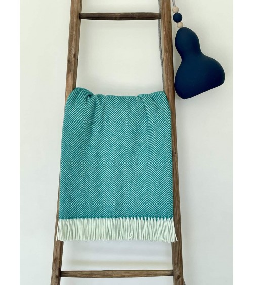 HERRINGBONE Jade - Coperta di lana merino Bronte by Moon plaid per divano in lana coperta morbida letto matrimoniale plaides ...
