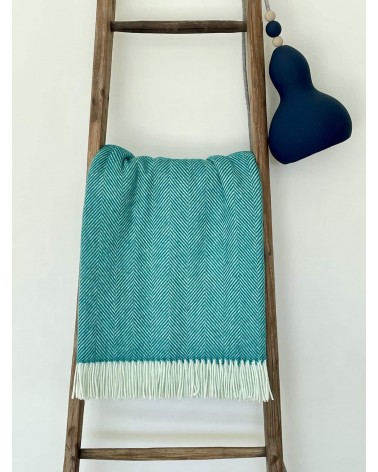 HERRINGBONE Jade - Coperta di lana merino Bronte by Moon plaid per divano in lana coperta morbida letto matrimoniale plaides ...
