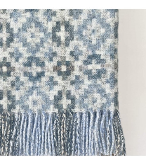 Plaid Dartmouth Bleu - Couverture en pure laine vierge Bronte by Moon plaide pour canapé de lit cocooning chaud