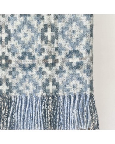 Plaid Dartmouth Bleu - Couverture en pure laine vierge Bronte by Moon plaide pour canapé de lit cocooning chaud