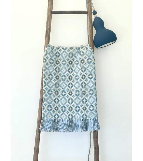 Dartmouth Blue - Pure new wool blanket Bronte by Moon warm cozy soft sofa throw blanket picnic throws and blankets