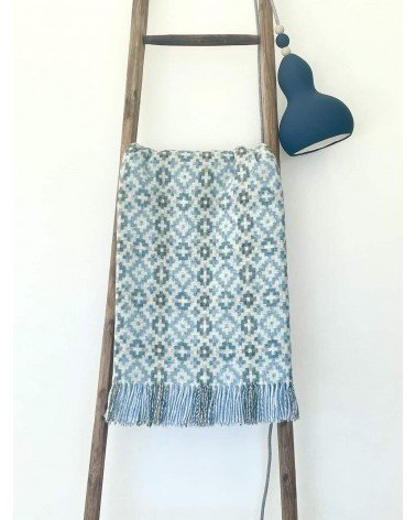 Dartmouth Blue - Pure new wool blanket Bronte by Moon warm cozy soft sofa throw blanket picnic throws and blankets