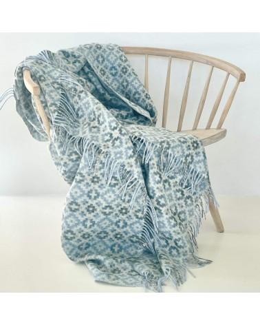 Plaid Dartmouth Bleu - Couverture en pure laine vierge Bronte by Moon plaide pour canapé de lit cocooning chaud